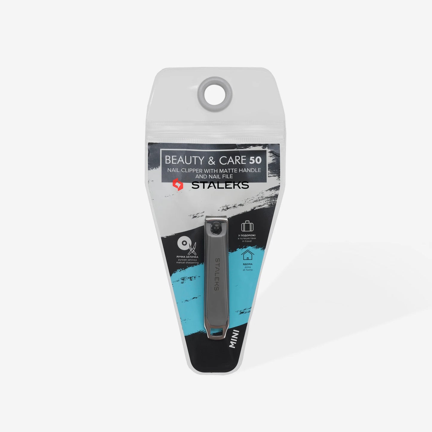 Tagliaunghie con manico nero opaco e lima (piccolo)