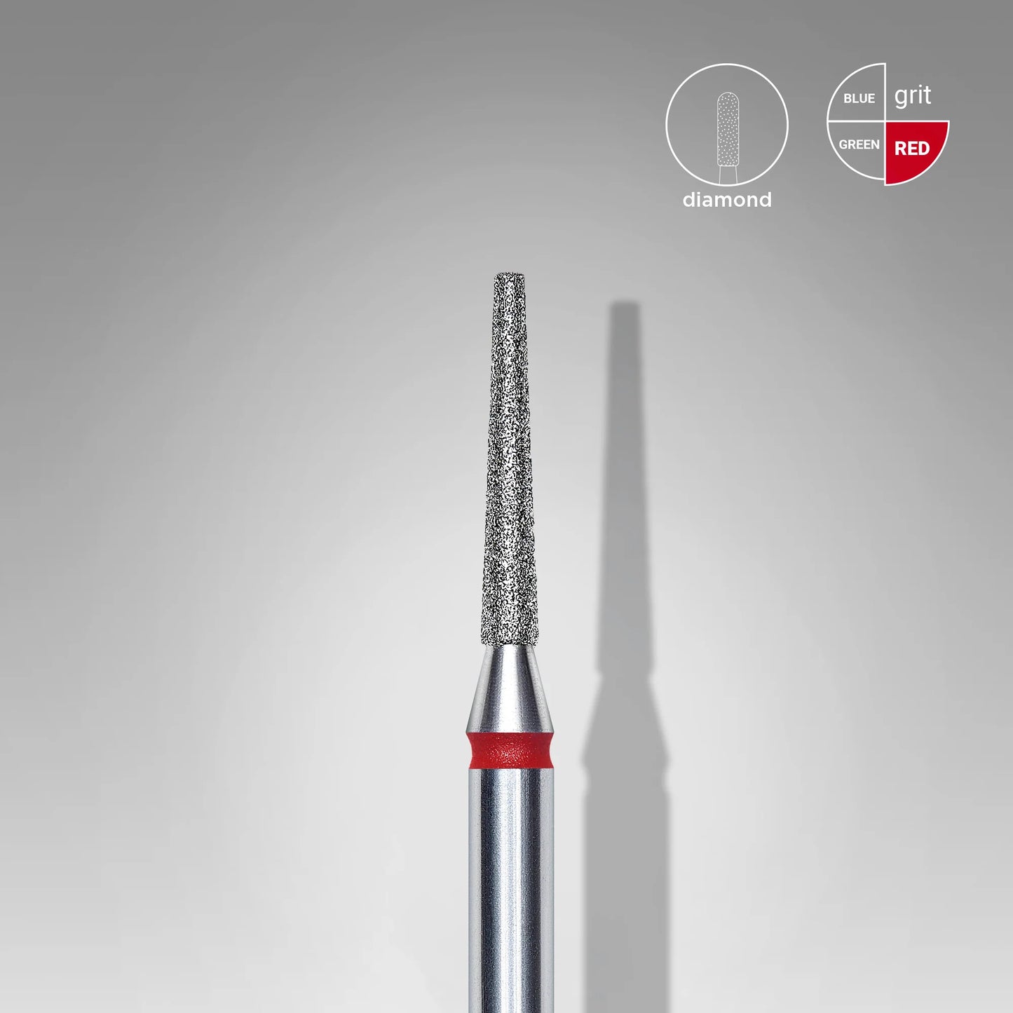 Punta diamantata tronco, rosso, diametro 1.6 mm - lunghezza punta 10 mm