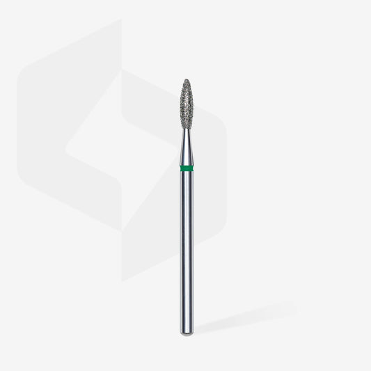 Punta diamantata fiamma, verde, diametro 2.1 mm - lunghezza punta 8 mm