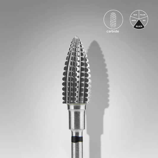 Punta fresa a forma di pigna in metallo duro, nera EXPERT diametro 6 mm / parte lavorante 14 mm