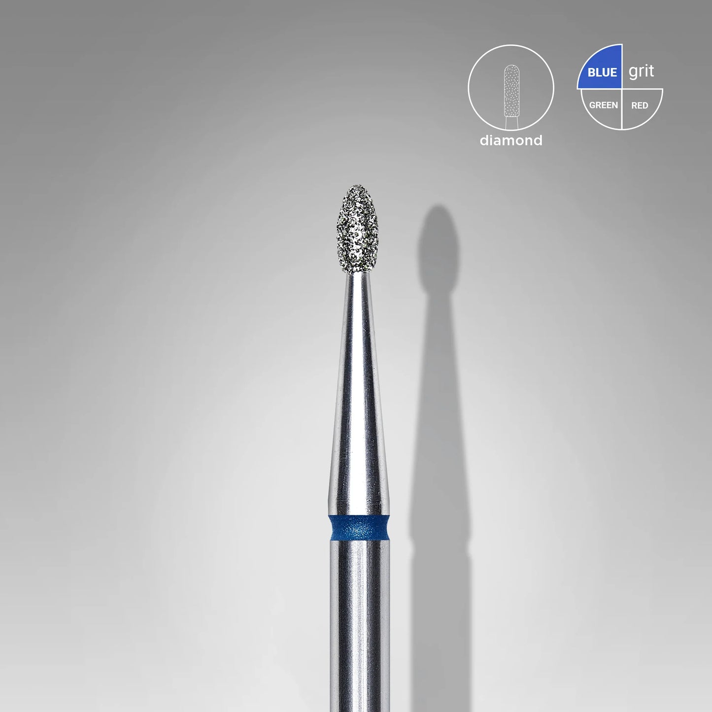 Punta diamantata gemma, blu, diametro 1.6 mm - lunghezza punta 3.4 mm