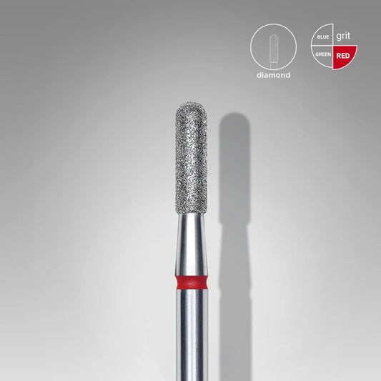 Punta diamantata cilindro tondo, rosso, diametro 2.3 mm - lunghezza punta 8 mm