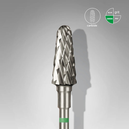 Punta carbide tronco, grana grosso verde, diametro 6 mm - lunghezza punta 14 mm