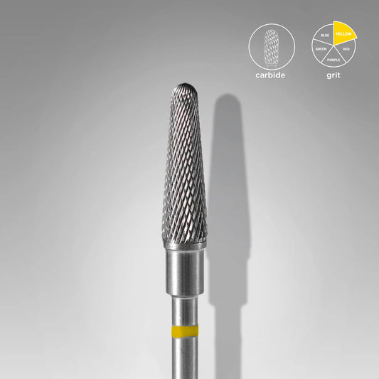 Punta carbide tronco, grana super fine giallo, diametro 4 mm - lunghezza punta 13 mm