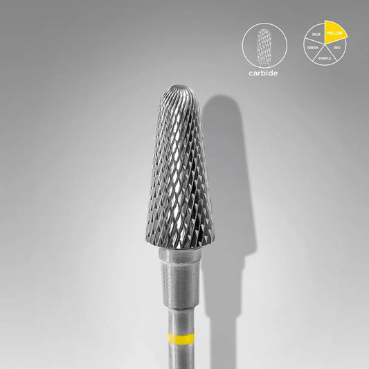Punta carbide tronco, super fine giallo, diametro 6 mm - lunghezza punta 14 mm