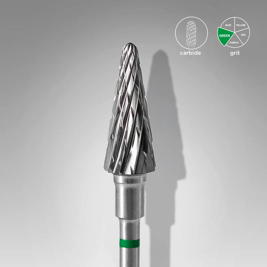 Punta carbide cono, verde, diametro 6 mm - lunghezza punta 14 mm