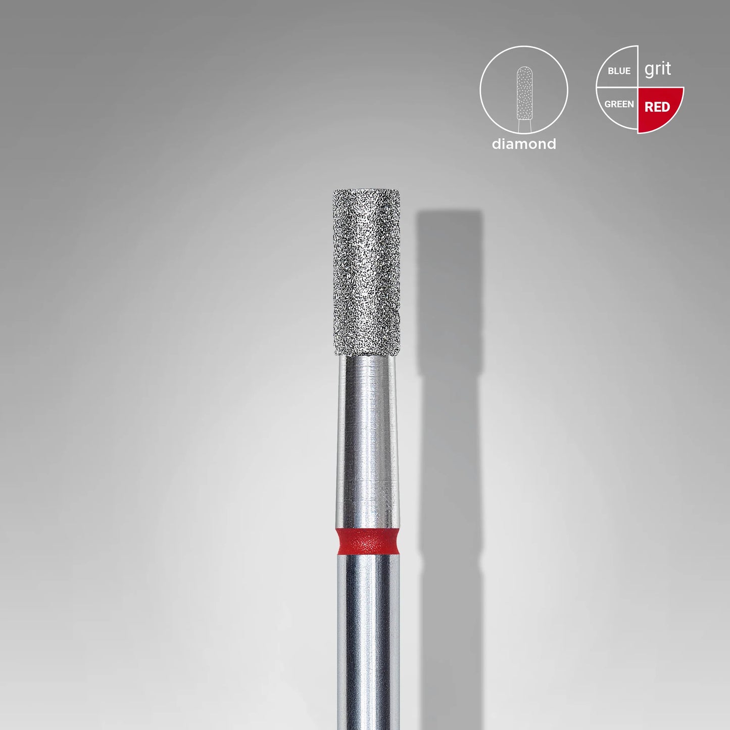Punta diamantata cilindro, rosso, diametro 2.5 mm - lunghezza punta 6 mm