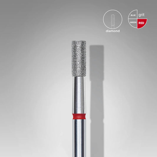 Punta diamantata cilindro, rosso, diametro 2.5 mm - lunghezza punta 6 mm