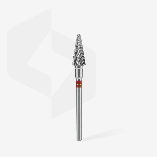 Punta fresa per mancini a forma di cono in metallo duro, rosso EXPERT, diametro 6 mm / parte lavorante 14 mm