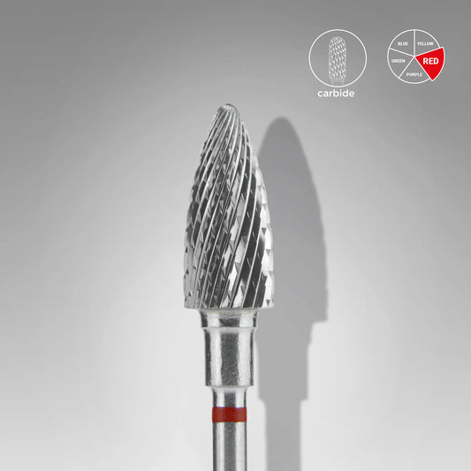 Punta fresa a forma di pigna in metallo duro, rossa EXPERT, diametro 6 mm / parte lavorante 14 mm