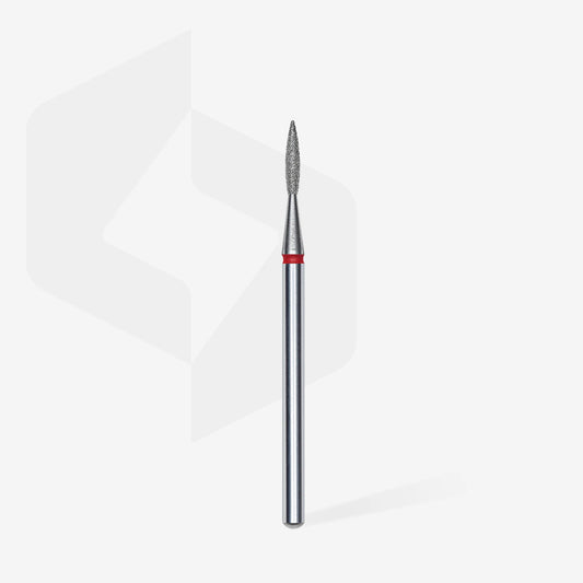 Punta diamantata fiamma appuntita, rosso, diametro 1.6 mm - lunghezza punta 8 mm