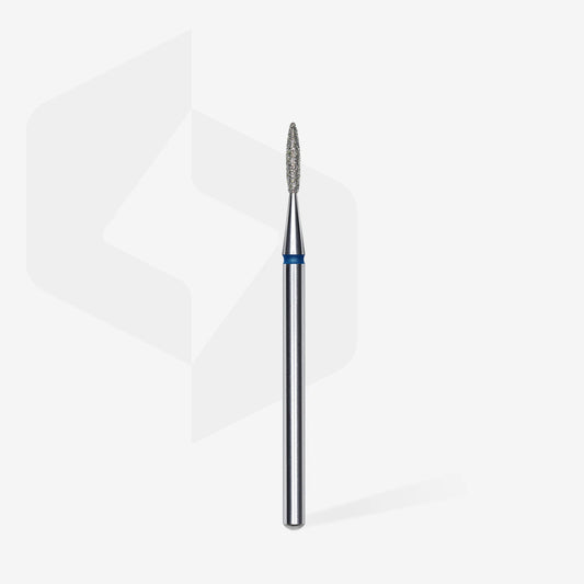 Punta diamantata fiamma, blu, diametro 1.6 mm - lunghezza punta 8 mm