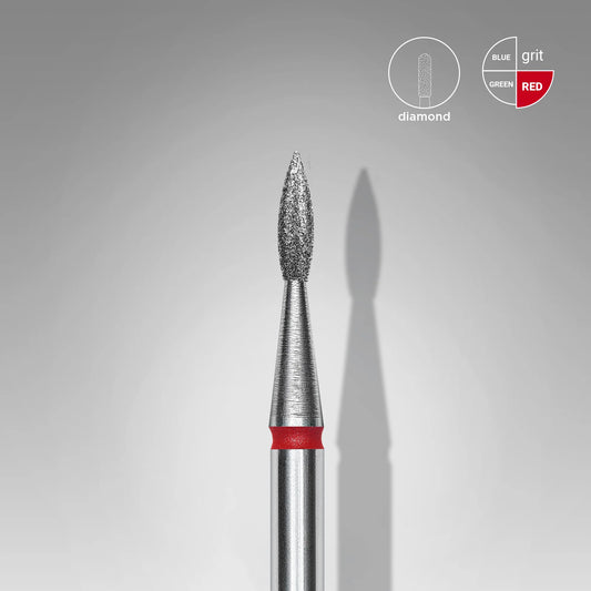 Punta diamantata per unghie a punta fiamma rossa EXPERT diametro 1,8 mm / parte operativa 8 mm