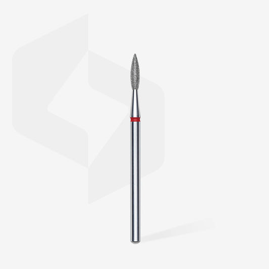 Punta diamantata fiamma appuntita, rosso, diametro 2.1 mm - lunghezza punta 8 mm