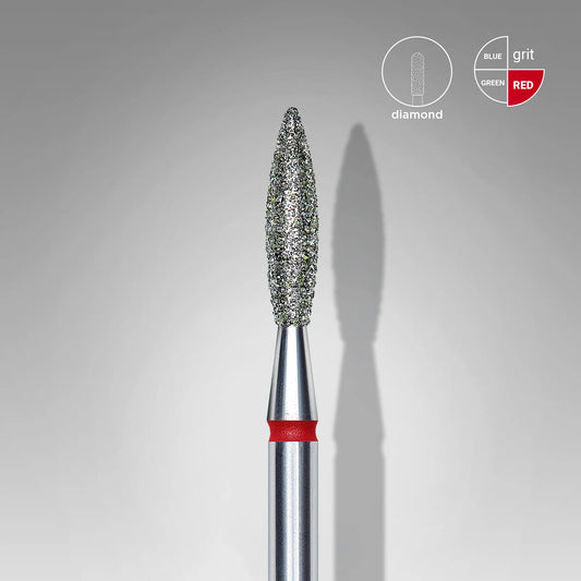 Punta diamantata fiamma, rosso, diametro 2.3 mm - lunghezza punta 10 mm