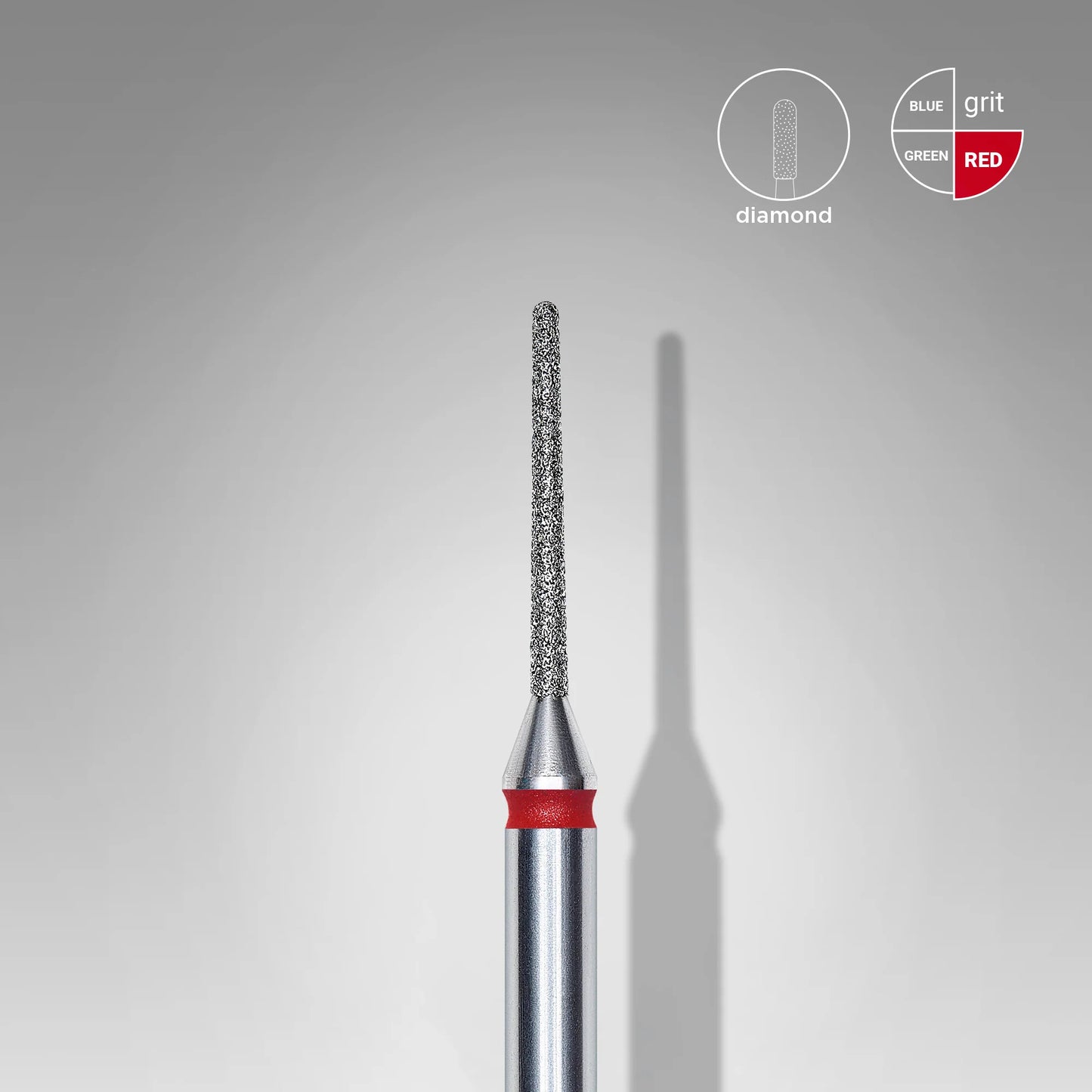 Punta diamantata ago, rosso, diametro 1 mm - lunghezza punta 10 mm