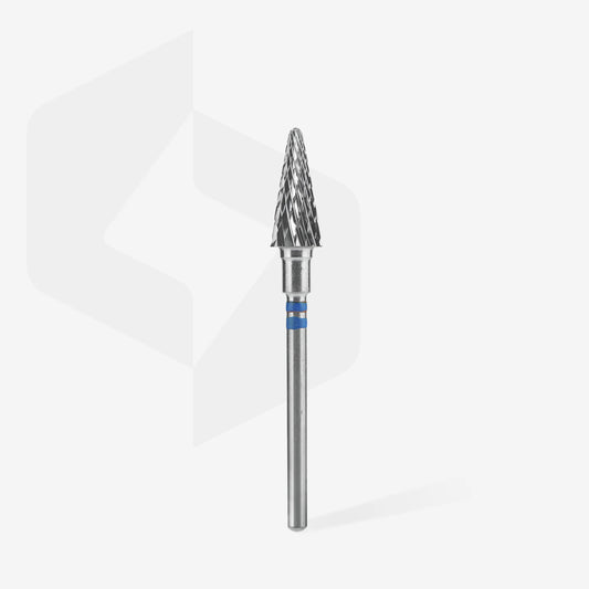 Punta fresa pre mancini a forma di cono in metallo duro, blu EXPERT, diametro 6 mm / parte lavorante 14 mm