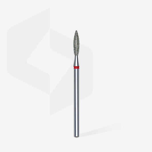 Punta diamantata fiamma, rosso, diametro 2.3 mm - lunghezza punta 10 mm