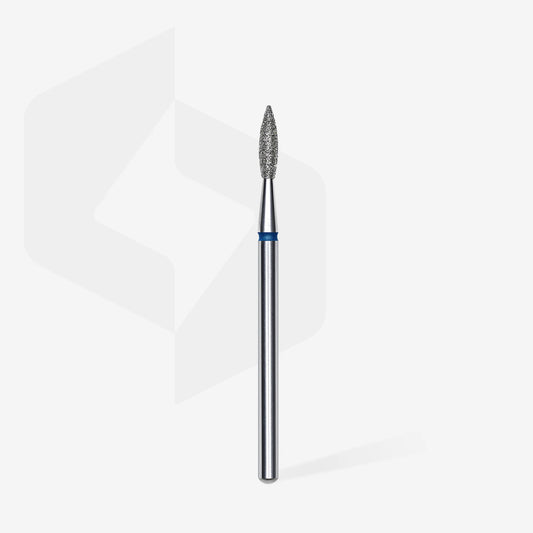 Punta diamantata fiamma appuntita, blu, diametro 2.1 mm - lunghezza punta 8 mm