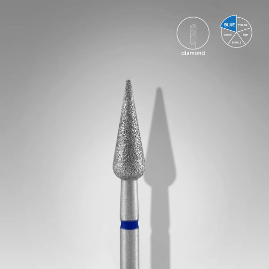 Punta diamantata pera appuntita, blu, diametro 4 Mm - lunghezza punta 12 Mm