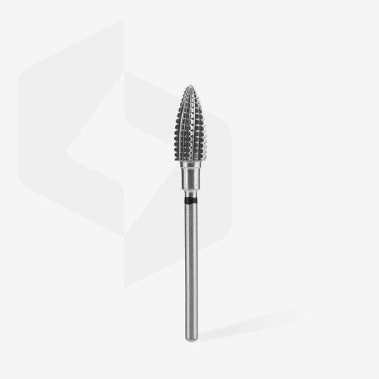 Punta fresa a forma di pigna in metallo duro, nera EXPERT diametro 6 mm / parte lavorante 14 mm
