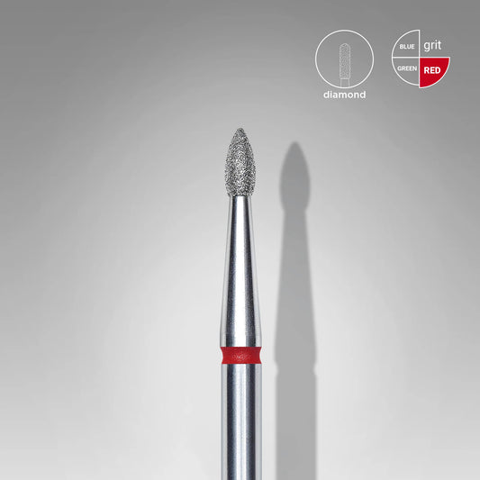 Punta diamantata gemma appuntita, rosso, diametro 1.8 mm - lunghezza punta 4 mm