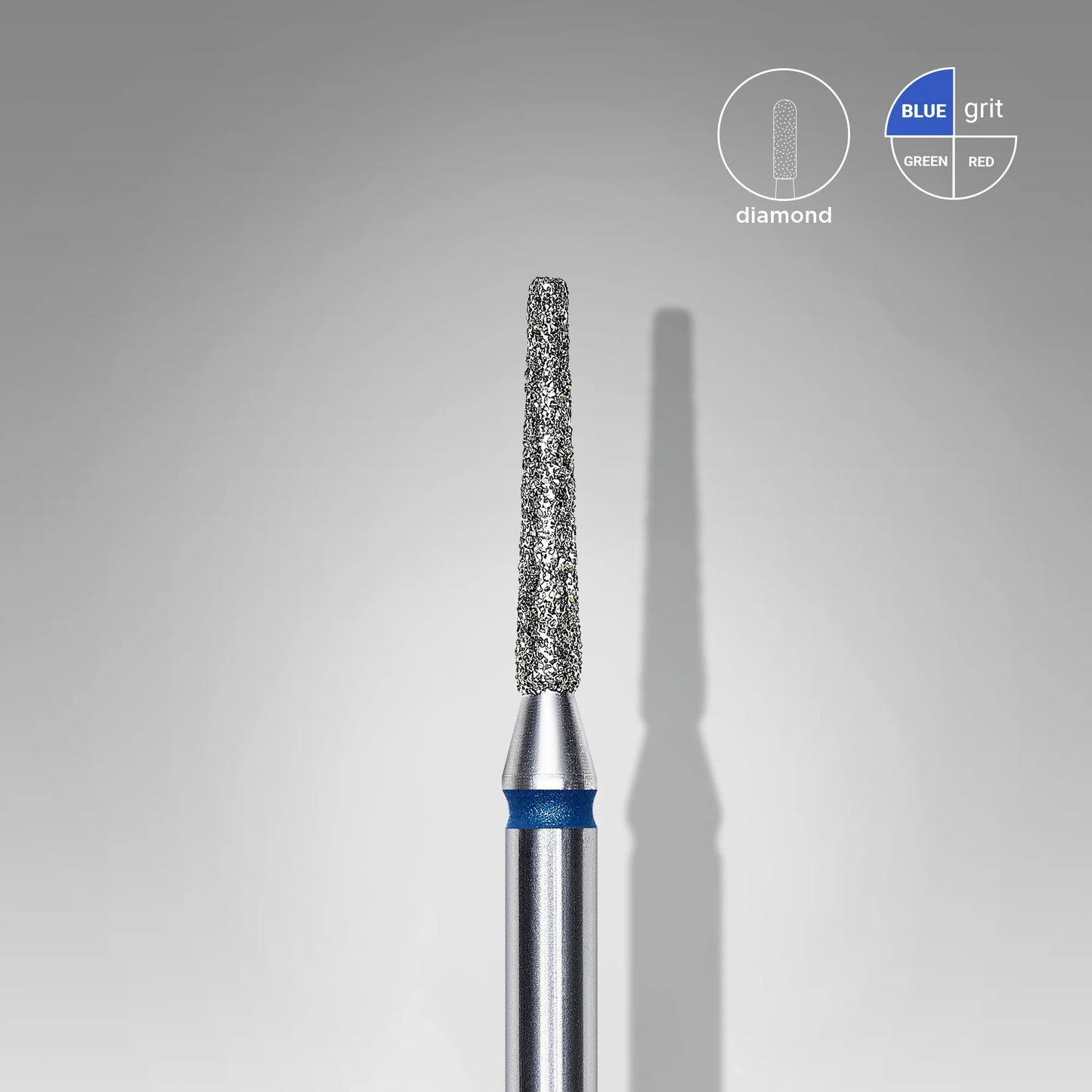 Punta diamantata tronco, blu, diametro 1.6 mm - lunghezza punta 10 mm