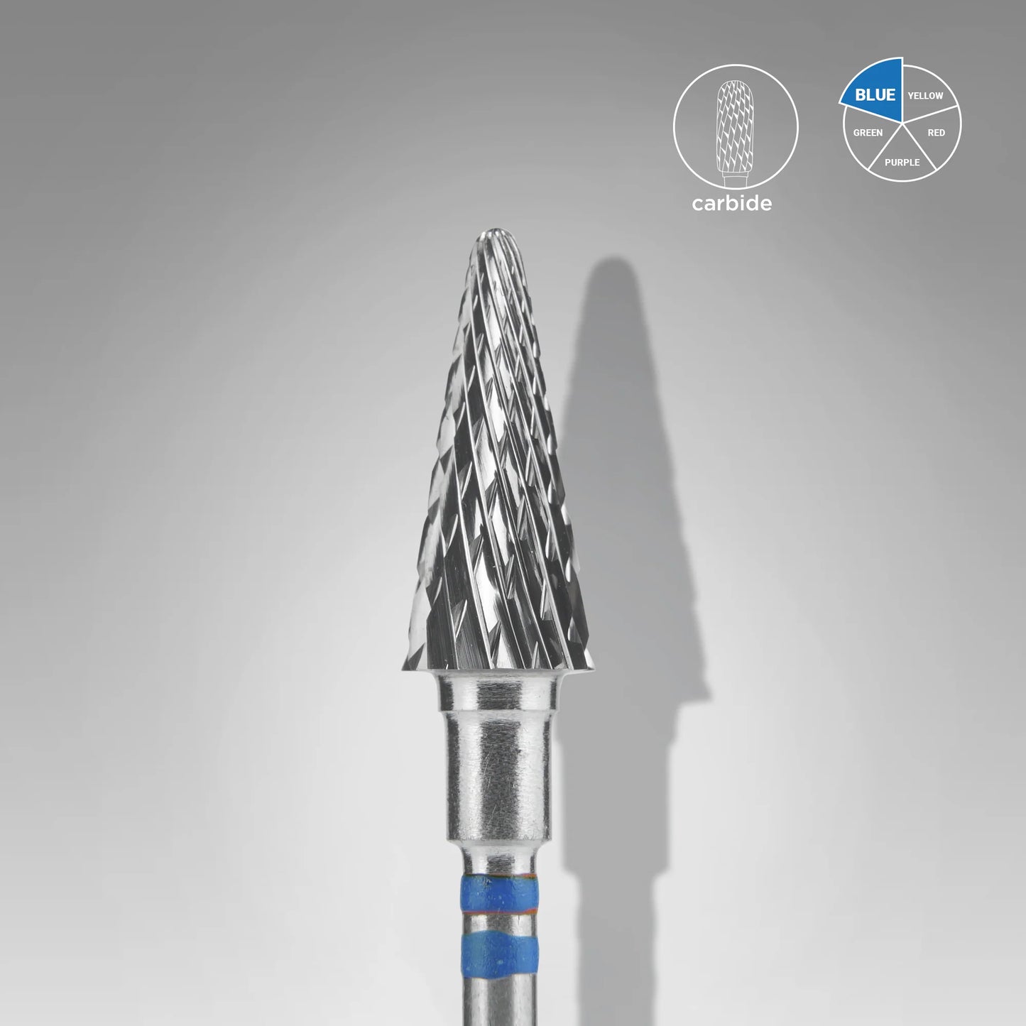 Punta fresa pre mancini a forma di cono in metallo duro, blu EXPERT, diametro 6 mm / parte lavorante 14 mm