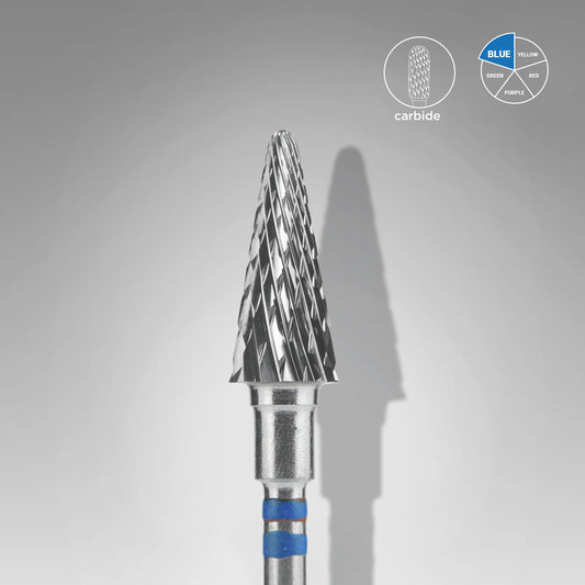 Punta fresa pre mancini a forma di cono in metallo duro, blu EXPERT, diametro 6 mm / parte lavorante 14 mm