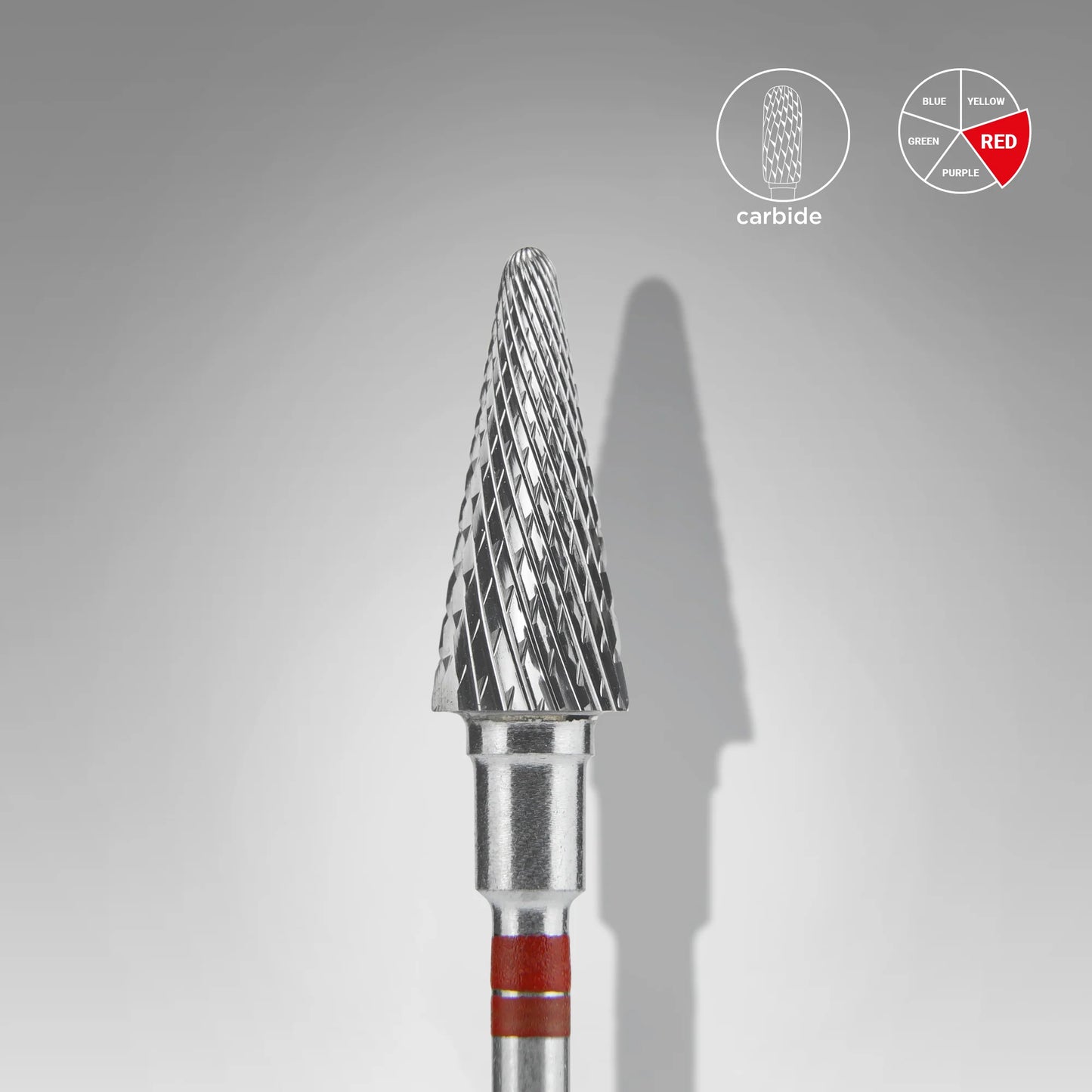 Punta fresa per mancini a forma di cono in metallo duro, rosso EXPERT, diametro 6 mm / parte lavorante 14 mm
