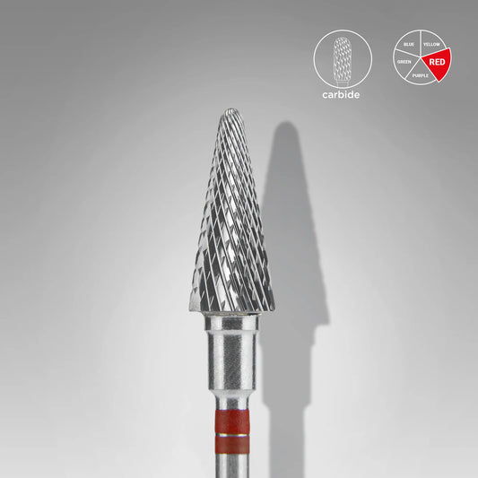 Punta fresa per mancini a forma di cono in metallo duro, rosso EXPERT, diametro 6 mm / parte lavorante 14 mm