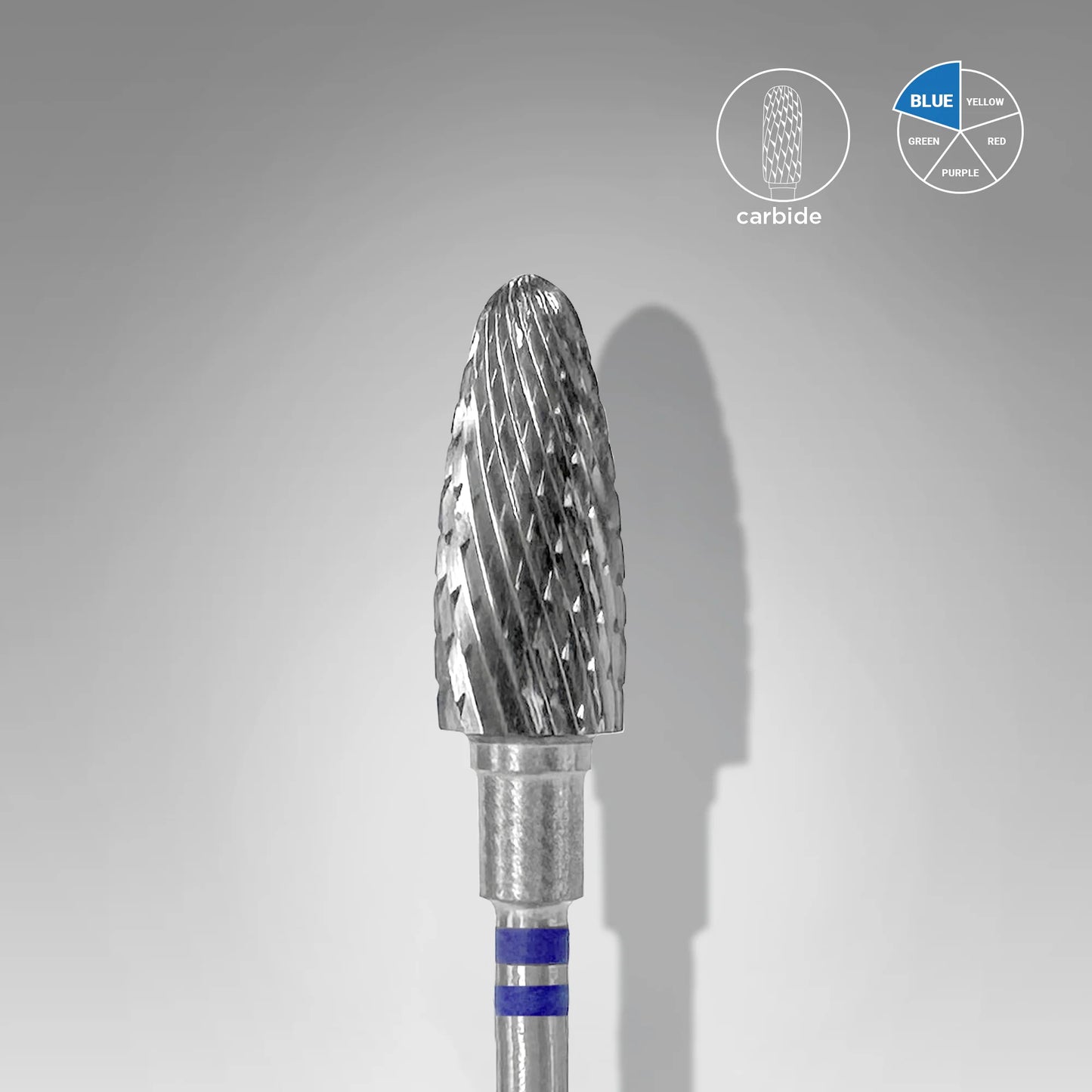 Punta carbide conica per utenti mancini, blu, diametro 6 mm - lunghezza punta 14 mm