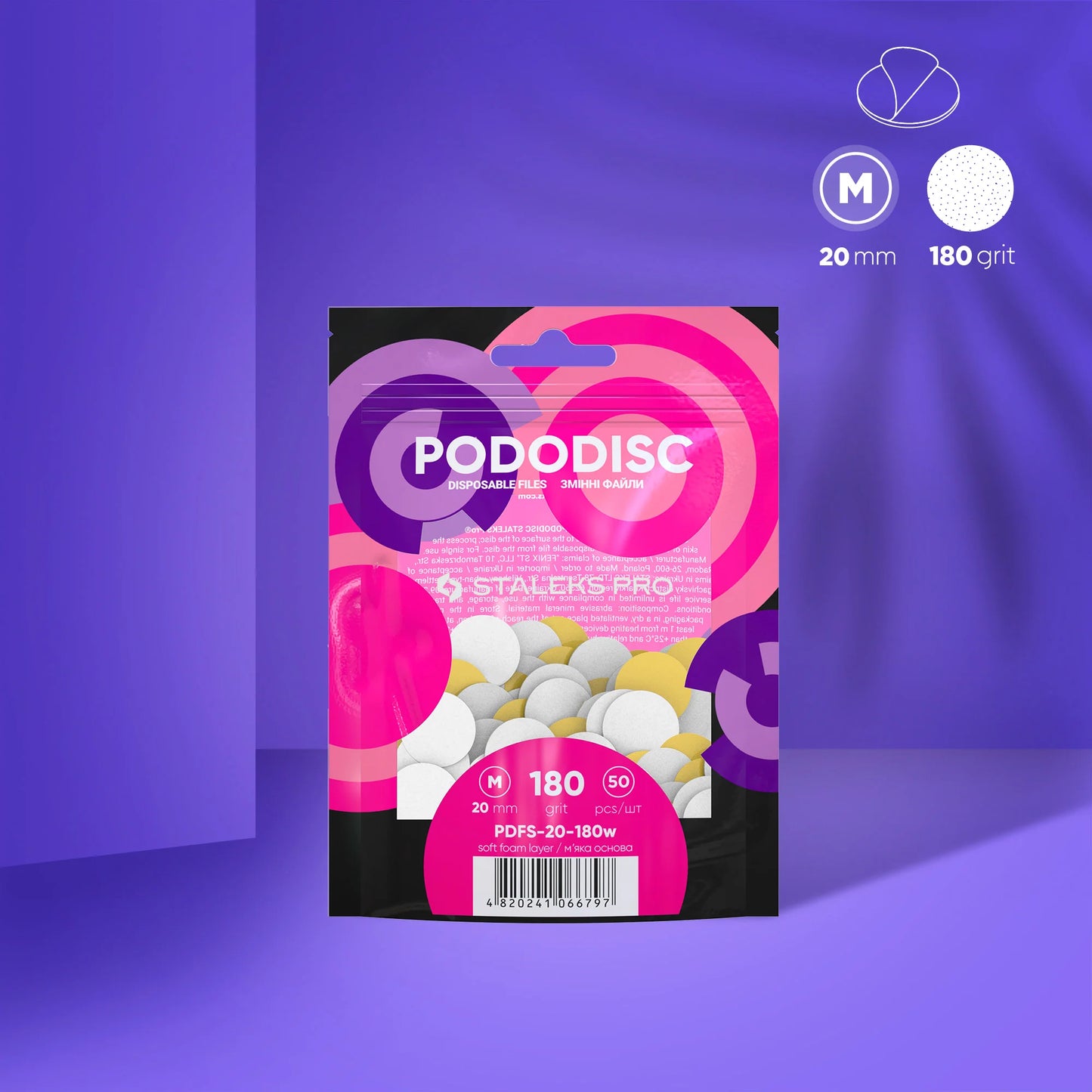 Lime di ricambio su base morbida per il disco per pedicure PODODISC STALEKS PRO M (50 pezzi)