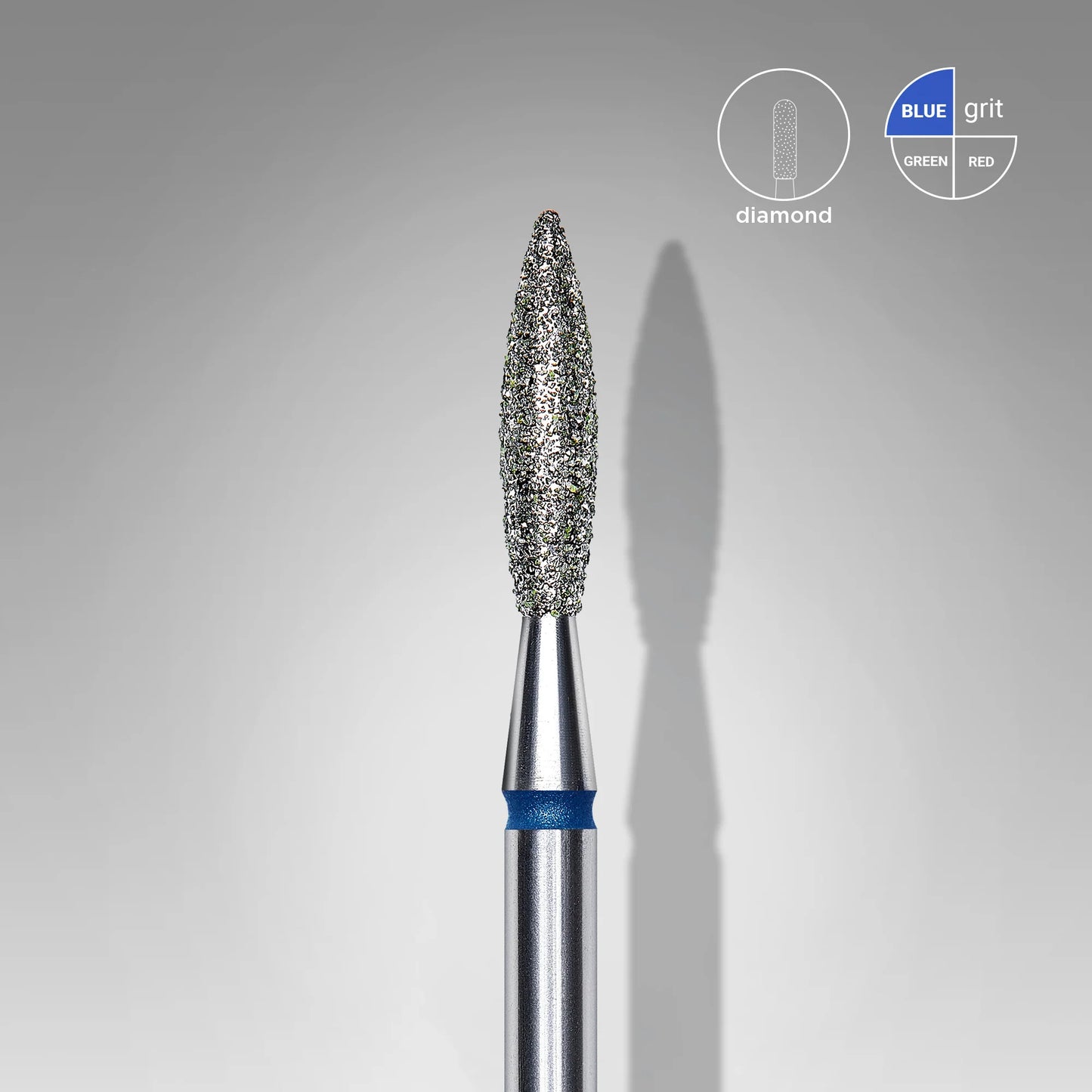 Punta diamantata fiamma, blu, diametro 2.3 mm - lunghezza punta 10 mm
