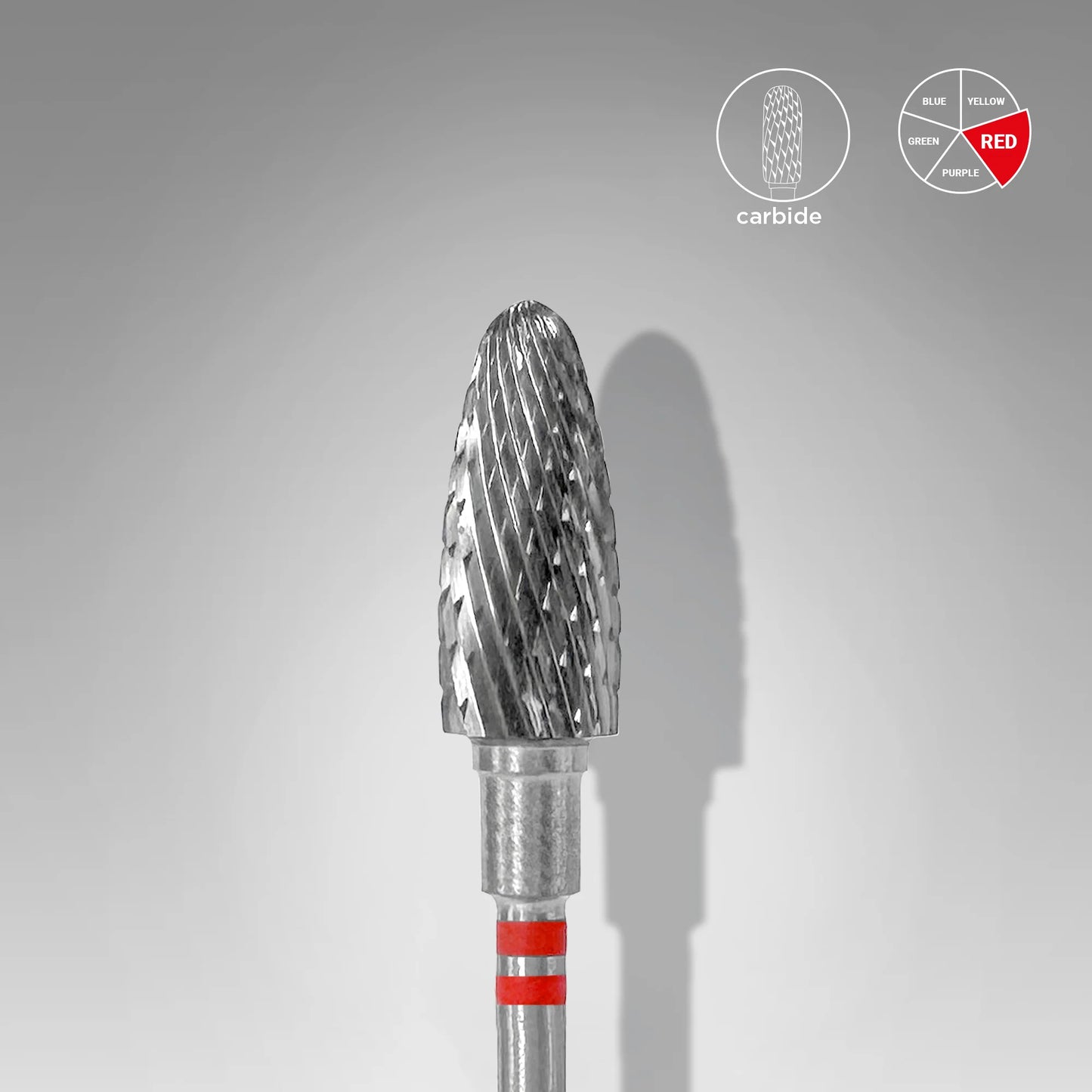 Punta carbide conica per utenti mancini, rosso, diametro 6 mm - lunghezza punta 14 mm
