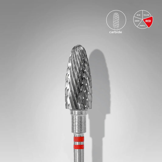 Punta carbide conica per utenti mancini, rosso, diametro 6 mm - lunghezza punta 14 mm