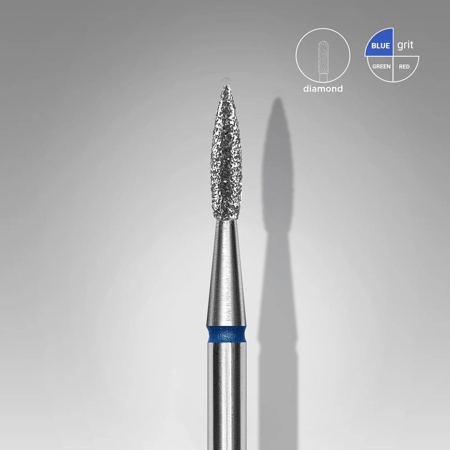 Punta diamantata per unghie a punta fiamma blu EXPERT diametro 1,8 mm / parte operativa 8 mm