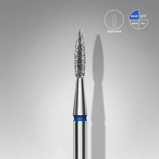 Punta diamantata per unghie a punta fiamma blu EXPERT diametro 1,8 mm / parte operativa 8 mm