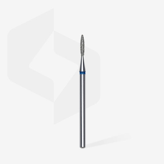 Punta diamantata fiamma appuntita, blu, diametro 1.6 mm - lunghezza punta 8 mm