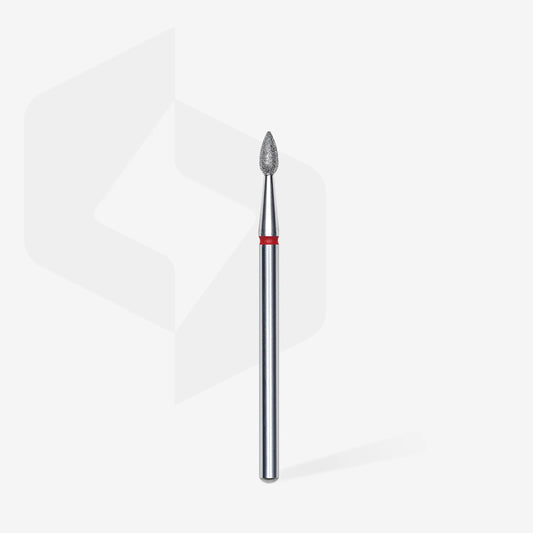 Punta diamantata goccia, rosso, diametro 2.3 mm - lunghezza punta 5 mm