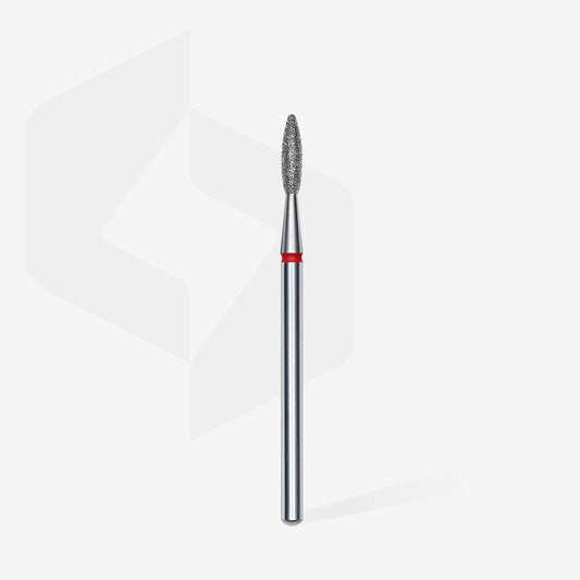 Punta diamantata fiamma, rosso, diametro 2.1 mm - lunghezza punta 8 mm