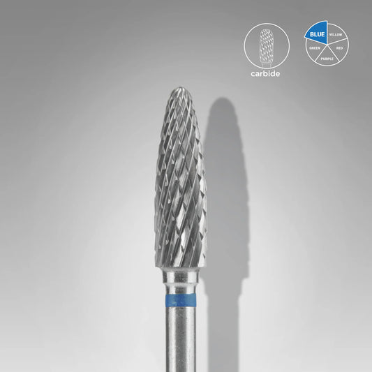Punta fresa a forma di mais in metallo duro blu EXPERT, diametro 4 mm / parte lavorante 14 mm