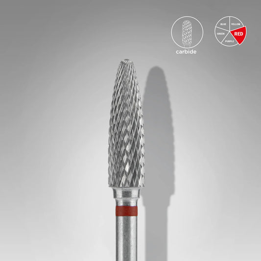 Punta fresa a forma di mais in metallo duro rosso EXPERT, diametro 4 mm / parte lavorante 14 mm