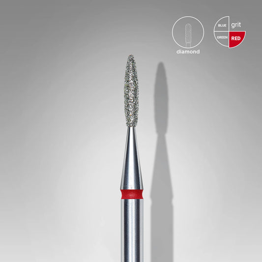 Punta diamantata fiamma, rosso, diametro 1.6 mm - lunghezza punta 8 mm