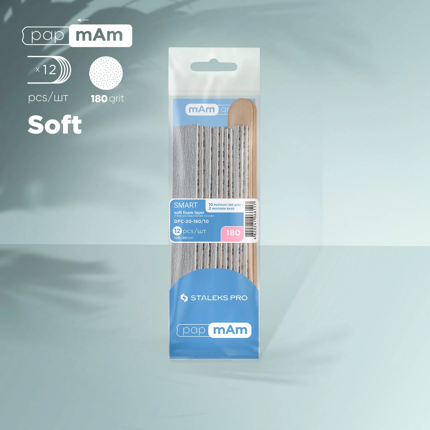 Lime di ricambio PapmAm su base morbida grana 180 (10 pezzi) e base in legno (2 pezzi) SMART 20