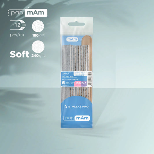 Lime di ricambio PapmAm su base morbida grana 180 (5 pezzi), grana 240 (5 pezzi) e base in legno (2 pezzi) SMART 20