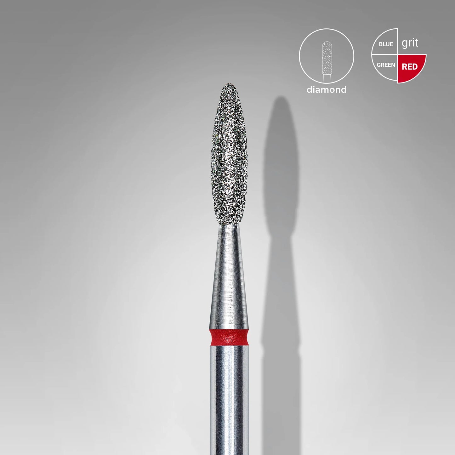 Punta diamantata fiamma, rosso, diametro 2.1 mm - lunghezza punta 8 mm