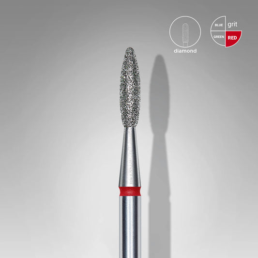 Punta diamantata fiamma, rosso, diametro 2.1 mm - lunghezza punta 8 mm