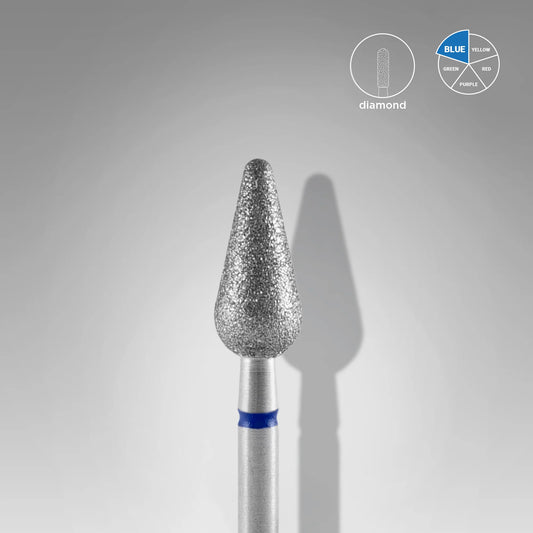 Punta diamantata pera arrotondata, blu, diametro 5 mm - lunghezza punta 12 mm