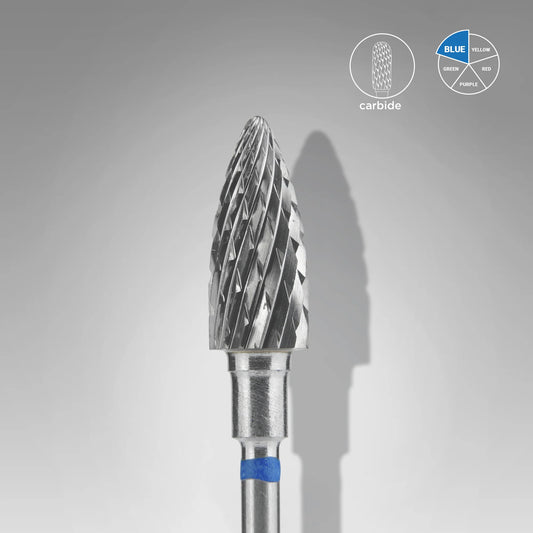 Punta fresa a forma di pigna in metallo duro, blu EXPERT, diametro 6 mm / parte lavorante 14 mm